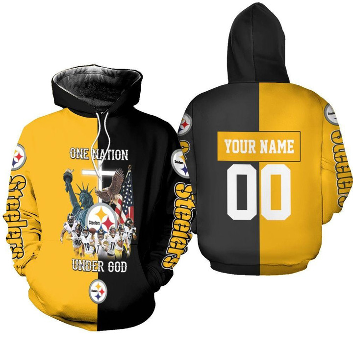 Pittsburgh Steelers One Nation Under God Great Players Team 2022 NFL Personalized 3D All Over Print Hoodie, Zip Hoodie, Sweatshirt