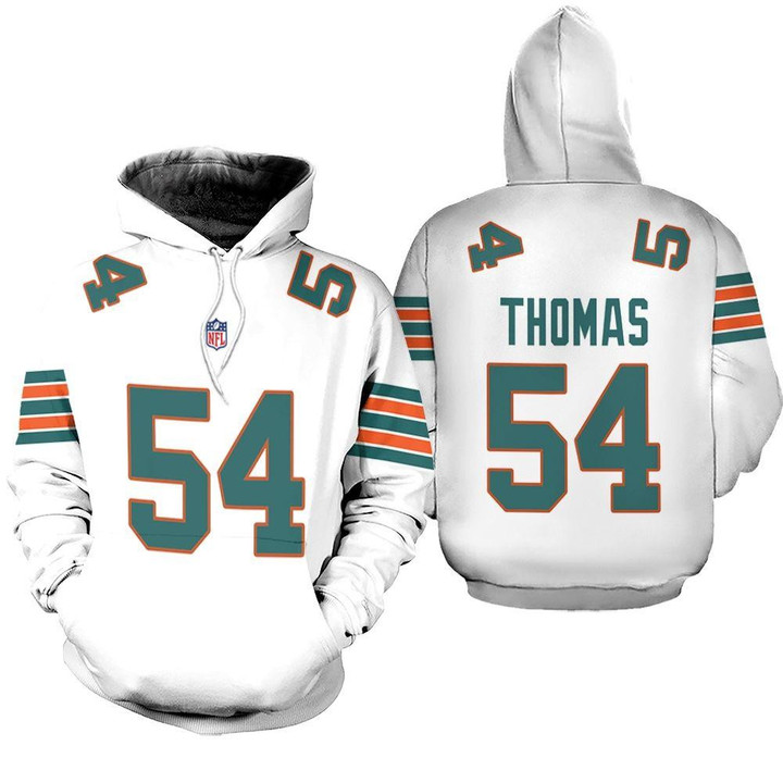 Miami Dolphins Zach Thomas 54 NFL American Football White 2022 Alternate Game Personalized 3D All Over Print Hoodie, Zip Hoodie, Sweatshirt