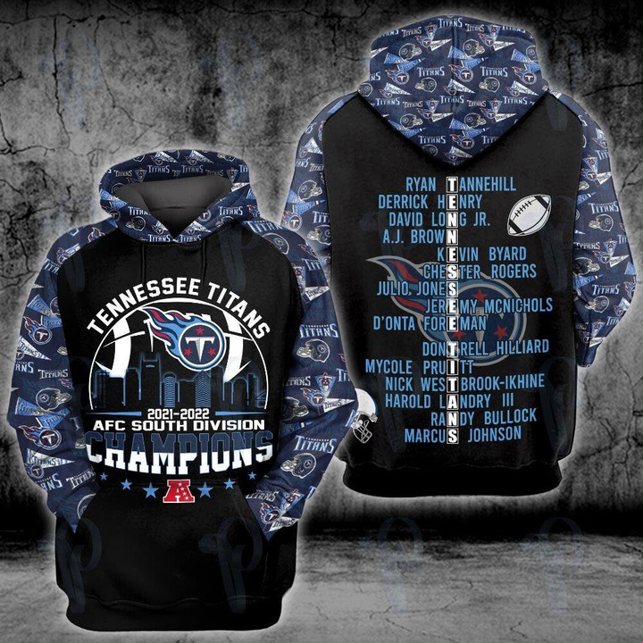 Tennessee Titans 2022 2022 Afc South Division Champions NFL  3D All Over Print Hoodie, Zip Hoodie, Sweatshirt