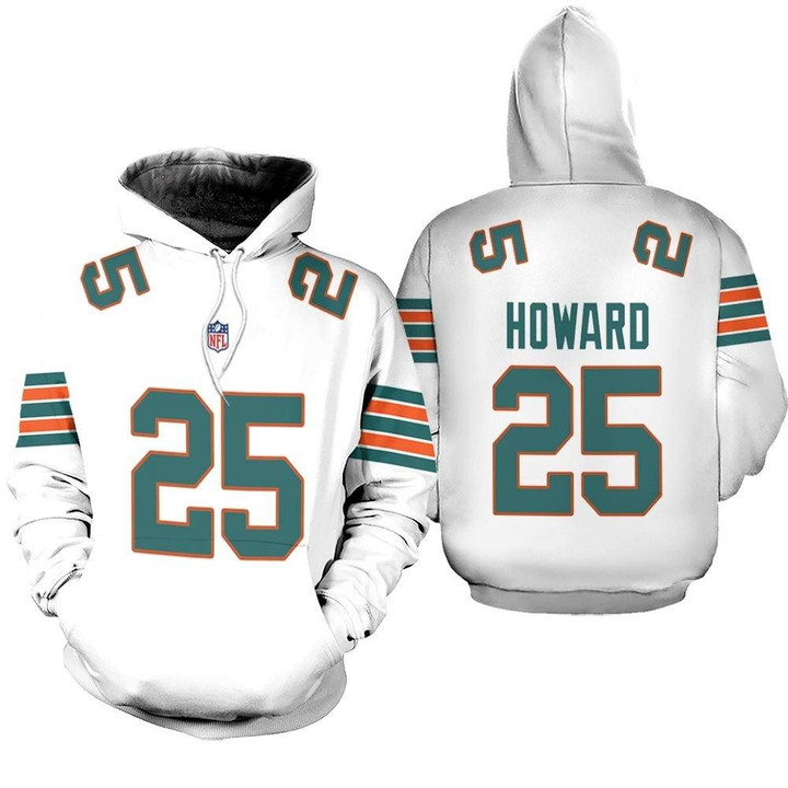 Miami Dolphins Xavien Howard 25 NFL American Football White 2022 Alternate Game Personalized 3D All Over Print Hoodie, Zip Hoodie, Sweatshirt