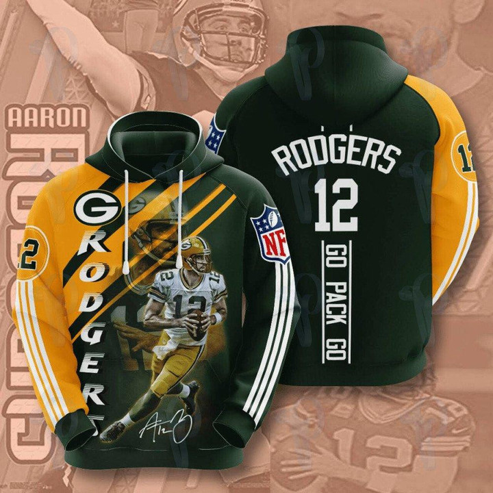 Green Bay Packers Aaron Rodgers NFL 3D All Over Print Hoodie, Zip Hoodie, Sweatshirt