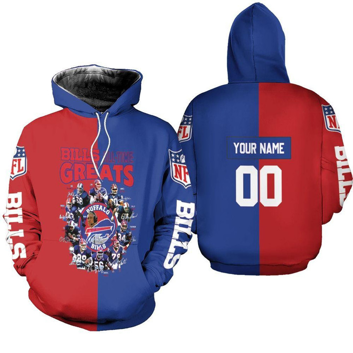 Buffalo Bills All Time Greats Players Of All Time 2022 NFL Season Personalized 3D All Over Print Hoodie, Zip Hoodie, Sweatshirt