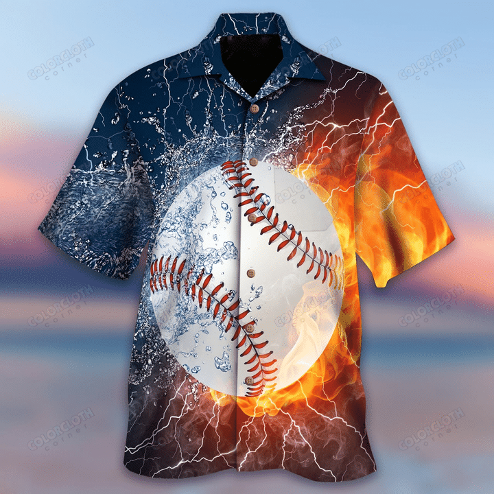 Baseball In My Heart Fire And Water Hawaiian Shirt