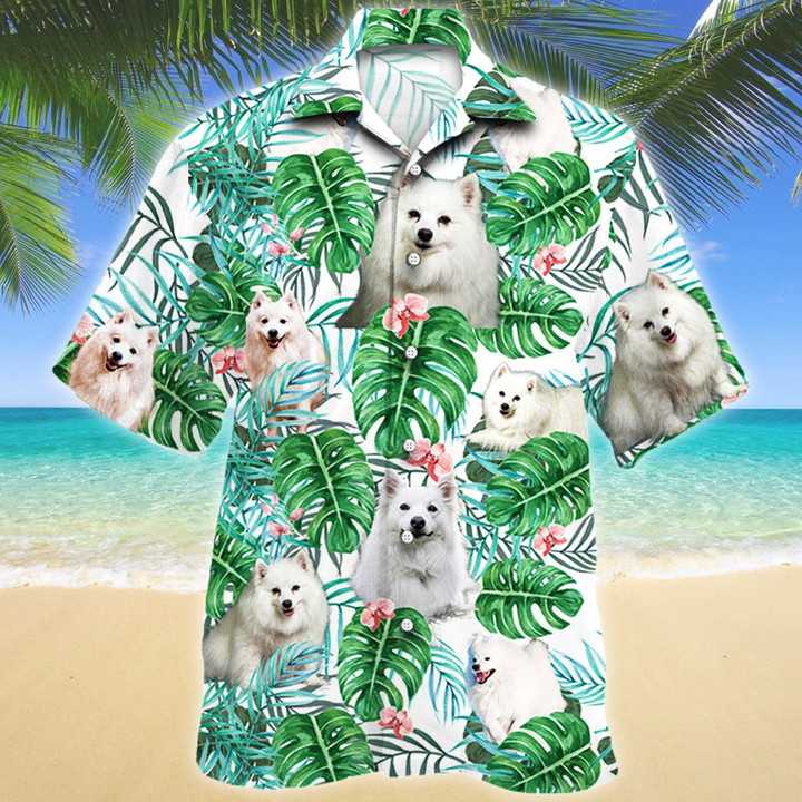 American Eskimo Dog Tropical Plant Hawaiian Shirt
