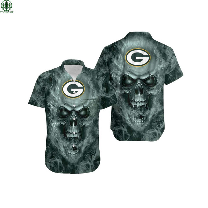 Green Bay Packers Nfl Fan Skull Hawaiian Shirt