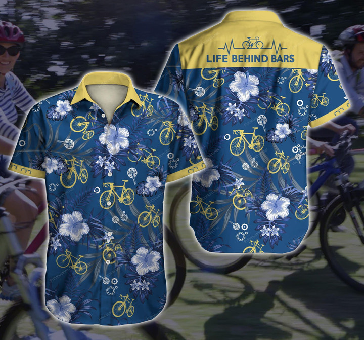 Cycling Floral Life Behind Bar Bicycle Hawaiian Shirt