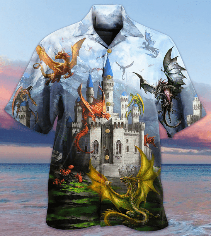 Dragon Around Castle Hawaiian Shirt