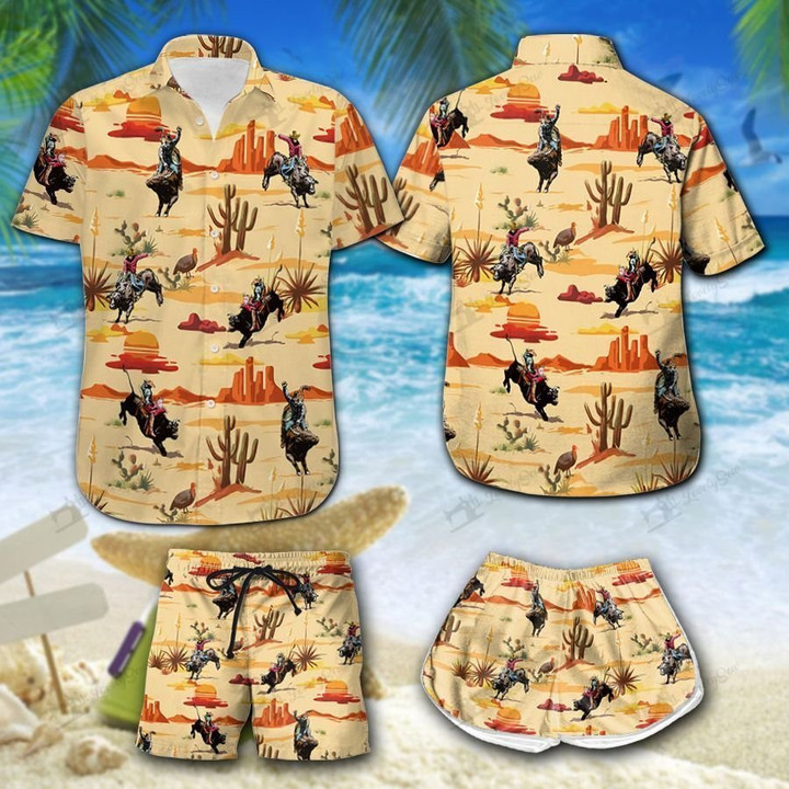 Bull Riding Desert Hawaiian Shirt