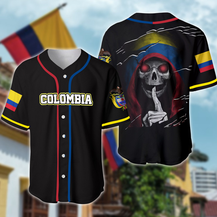 Colombia Skull Black Baseball Jersey