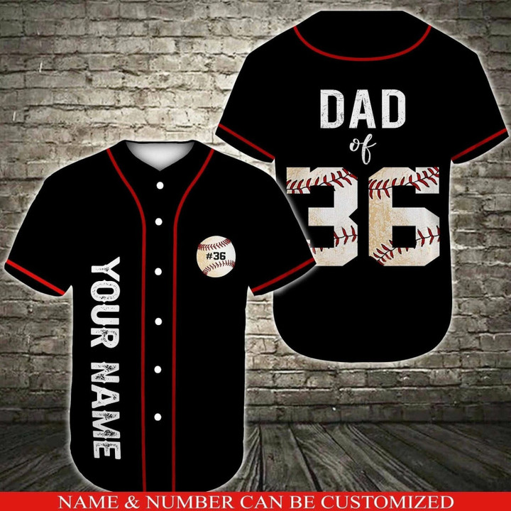 Personalized Name and number Baseball dad of black Baseball Jersey