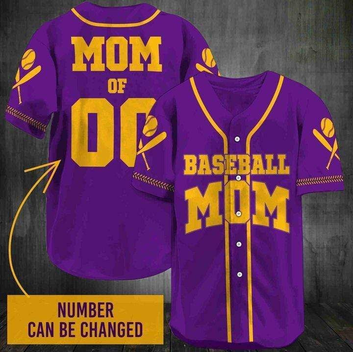 Personalized Number Baseball Mom Purple Baseball Jersey
