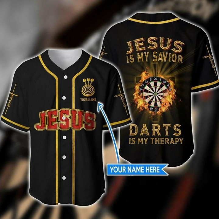 Jesus Dart Is My Therapy Personalized Name Baseball Jersey