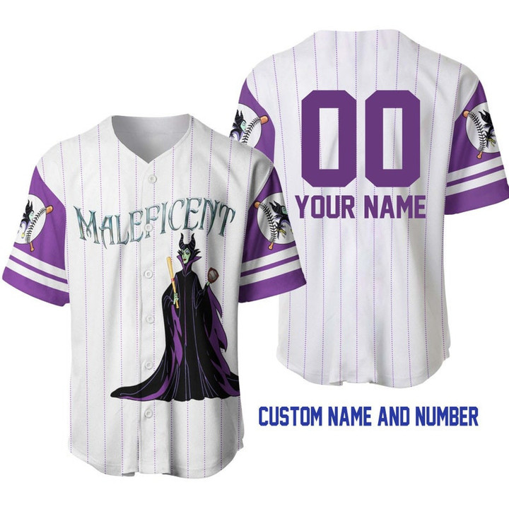 Maleficent Purple Personalized Name & number Baseball Jersey