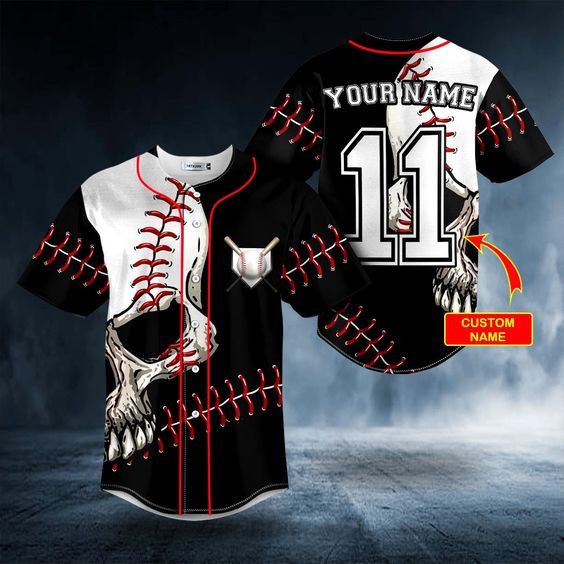 Skull Baseball Softball Personalized Name & number Baseball Jersey