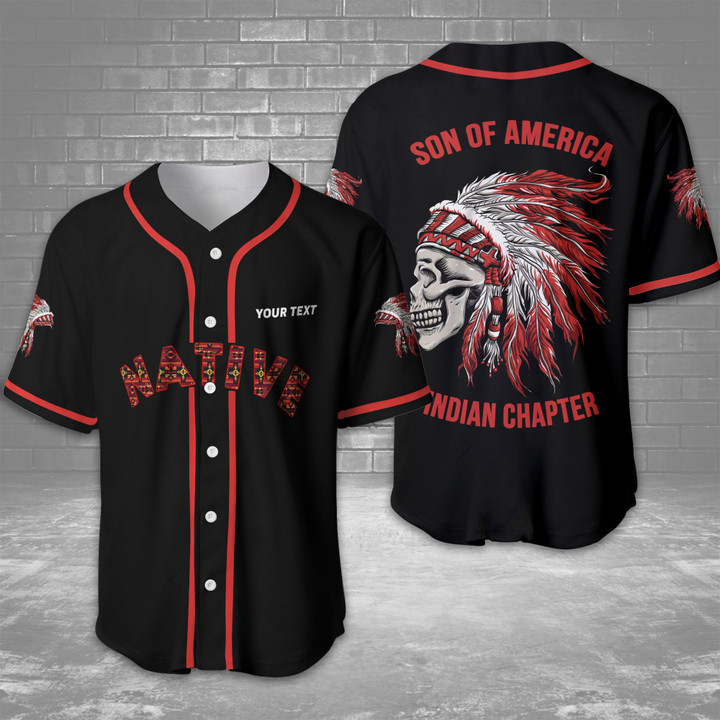 Native American Son Of America Indian Chapter Personalized Baseball Jersey