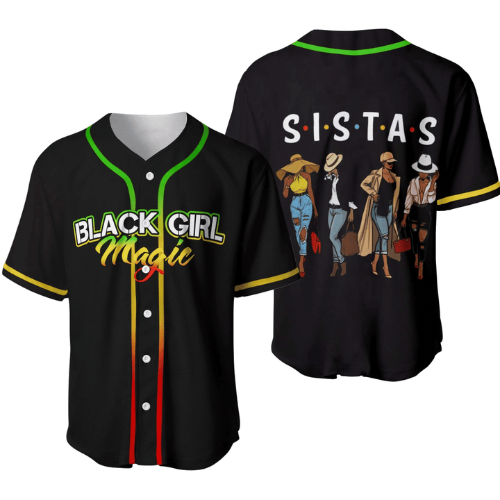 Black girl magic Sistas Afro Women Baseball Jersey