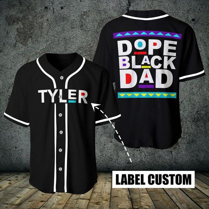 Dope Black Dad Personalized Name Baseball Jersey