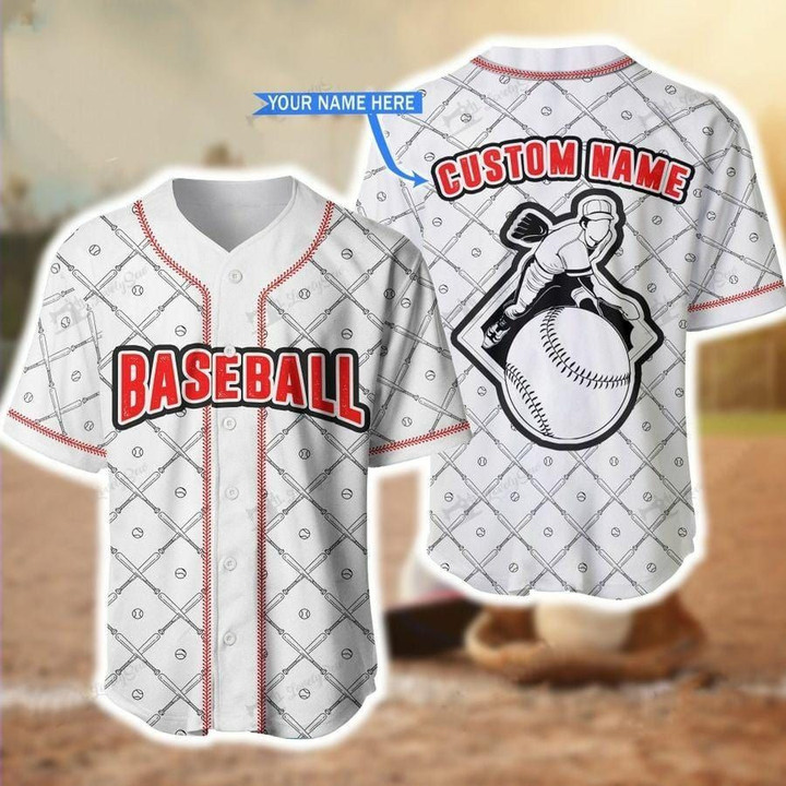 Baseball Player White Personalized Name Baseball Jersey
