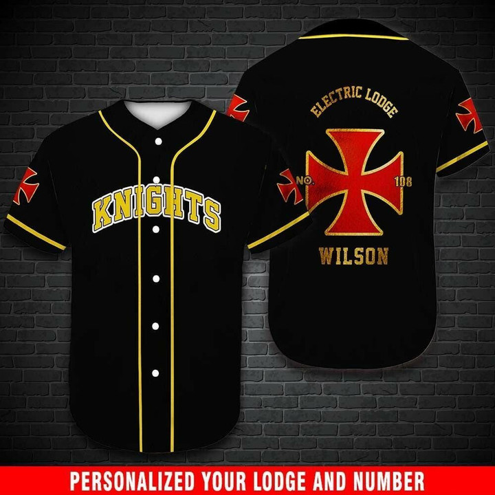 Personalized Name and number Knights black Baseball Jersey