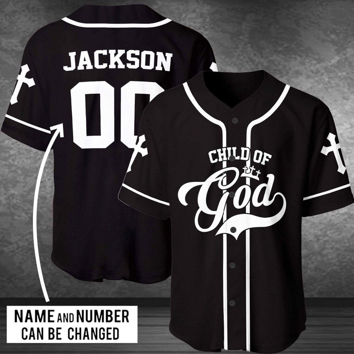 Personalized Name And Number B&W Child Of God Baseball Jersey