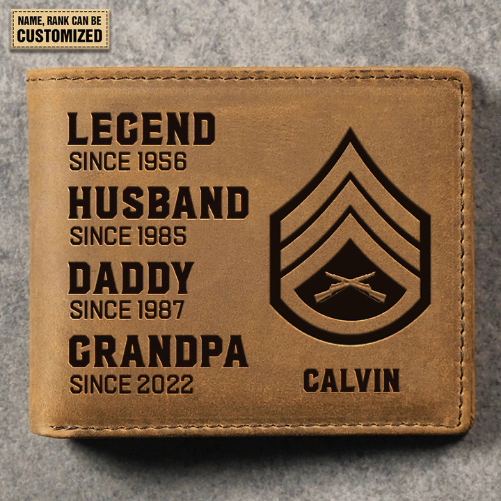 USMC Veteran - Personalized Double Sided Engraved Leather Wallet
