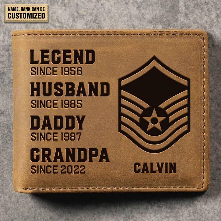 Air Force Veteran - Personalized Double Sided Engraved Leather Wallet