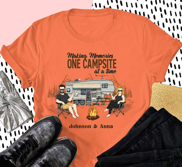 Making Memories One Campsite At A Time Husband Wife Camping Couple - Personalized Custom T shirt