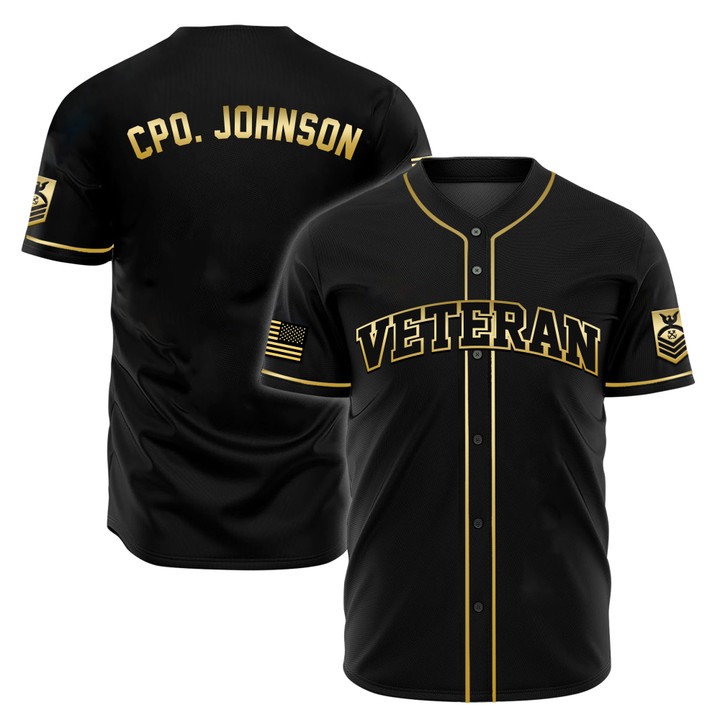 USN Veteran - Personalized Baseball Gold Jersey