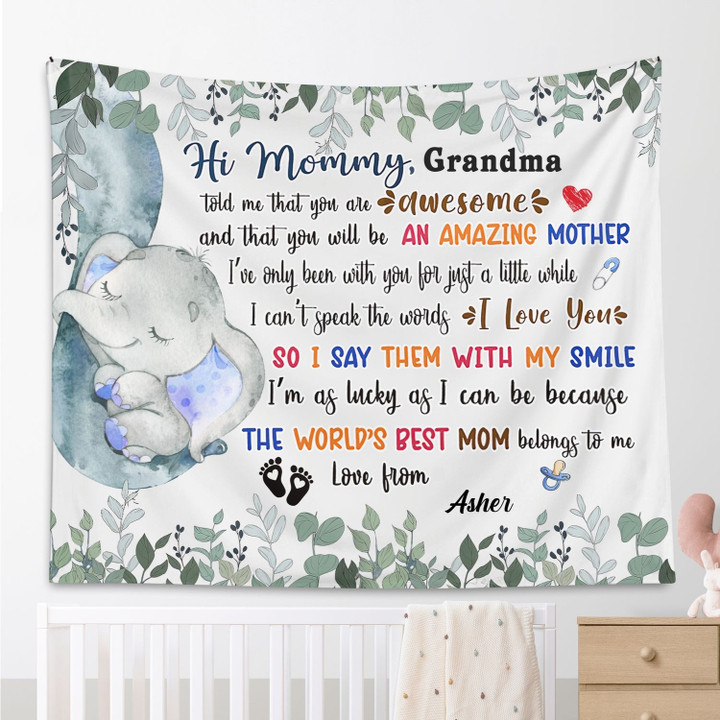 NEW MOM GIFT FROM GRANDMA AND BABY INDOOR WALL TAPESTRIES 2