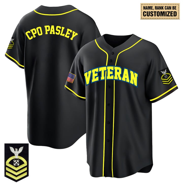 USN Veteran Rank Patch Flex Base Jersey Collection-All Stitched