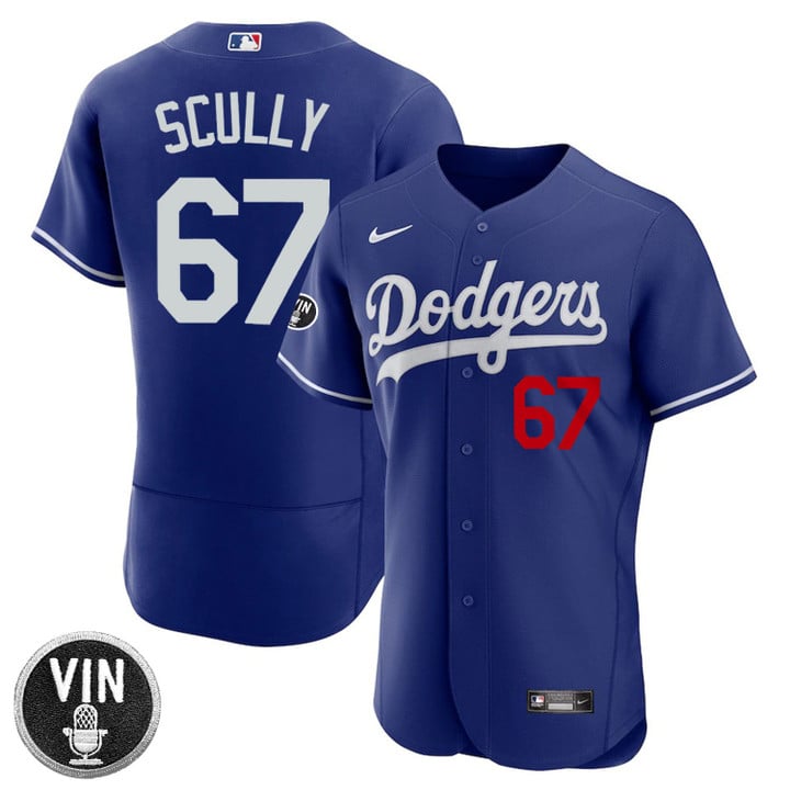 Los Angeles Dodgers Vin Scully Patch Flex Base Jersey Collection - All Stitched