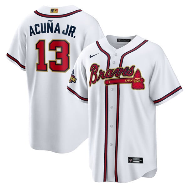 Atlanta Braves Cool Base 4x World Series Gold Trim Player Jersey Collection - All Stitched