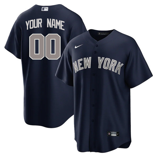 New York Yankees Custom Name And Number Navy Jersey - All Stitched