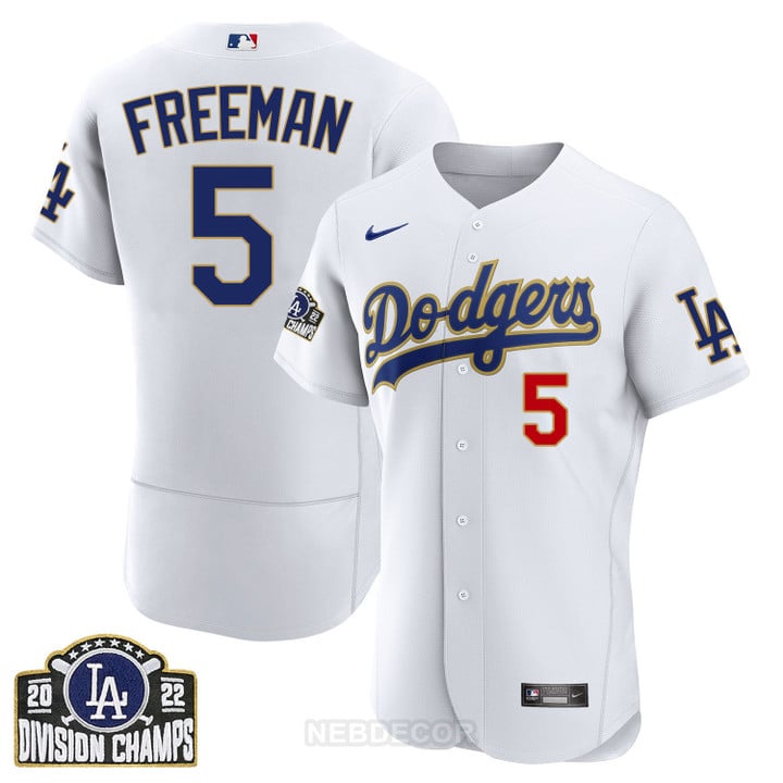 Men's Los Angeles Dodgers NL West Division Champs 2022 Gold Trim Jersey - All Stitched