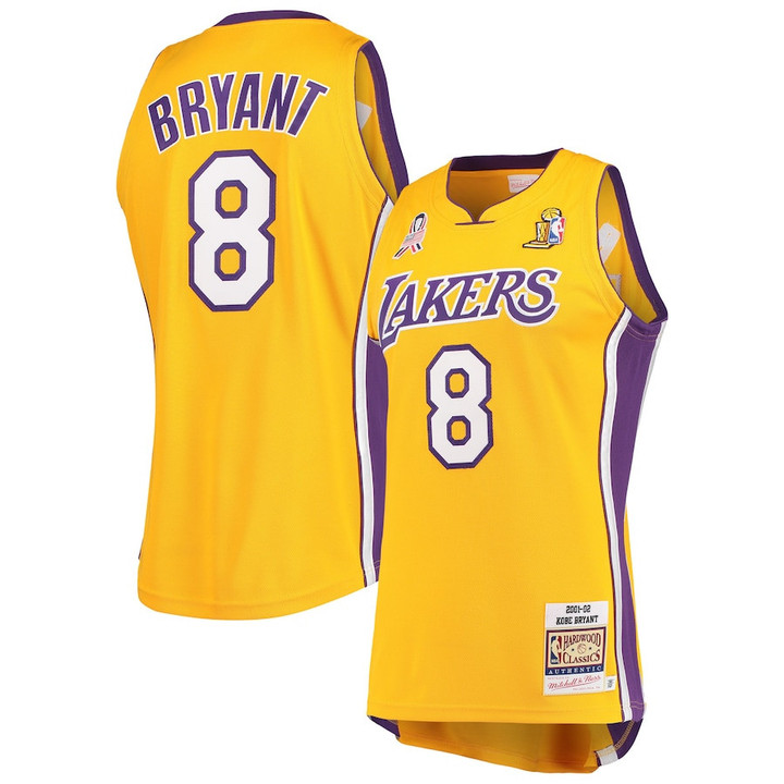 Kobe Bryant Los Angeles Lakers Mitchell & Ness 2001-02 Hardwood Classics Jersey - Gold - All Stitched