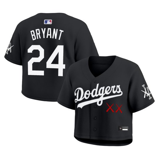 Women's Los Angeles Dodgers x KAWS Cropped Baseball Jersey - All Stitched