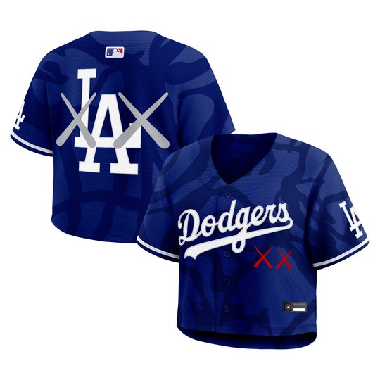 Women's Los Angeles Dodgers x KAWS Cropped Baseball Jersey - All Stitched