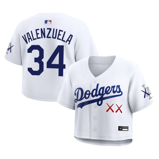 Women's Los Angeles Dodgers x KAWS Cropped Baseball Jersey - All Stitched