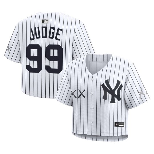 Women's Yankees x KAWS Cropped Baseball Jersey - All Stitched