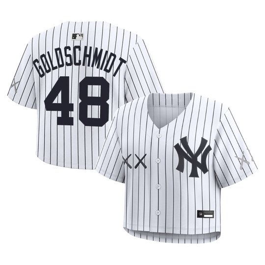 Women's Yankees x KAWS Cropped Baseball Jersey - All Stitched