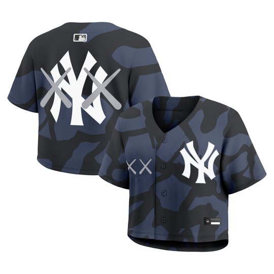 Women's Yankees x KAWS Cropped Baseball Jersey - All Stitched