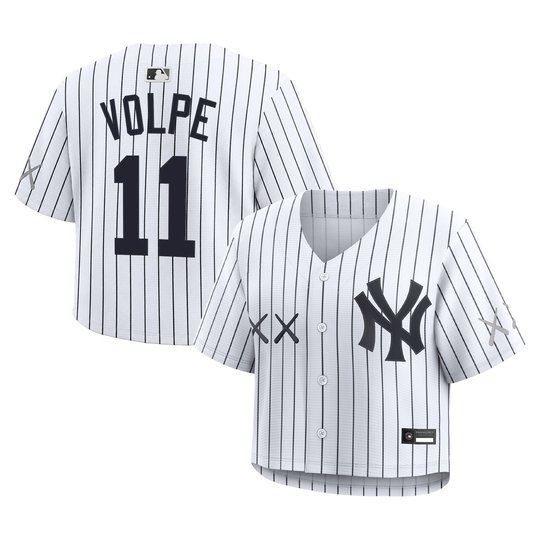 Women's Yankees x KAWS Cropped Baseball Jersey - All Stitched