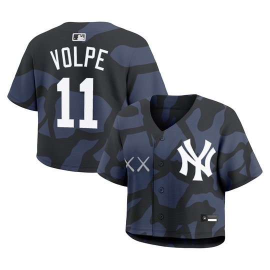 Women's Yankees x KAWS Cropped Baseball Jersey - All Stitched