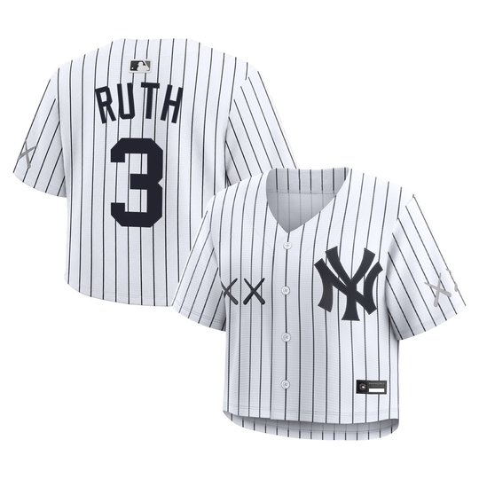 Women's Yankees x KAWS Cropped Baseball Jersey - All Stitched