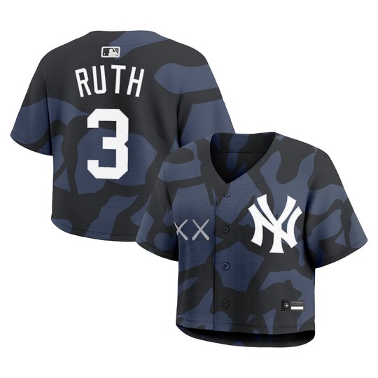 Women's Yankees x KAWS Cropped Baseball Jersey - All Stitched