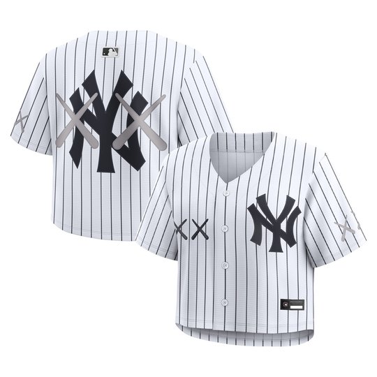 Women's Yankees x KAWS Cropped Baseball Jersey - All Stitched