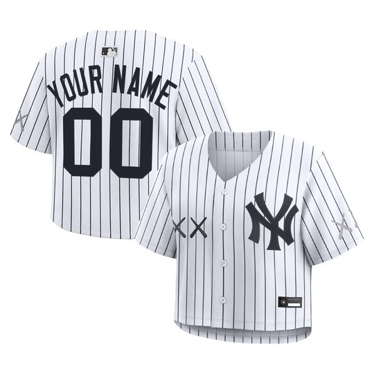 Women's Yankees x KAWS Cropped Baseball Custom Jersey - All Stitched