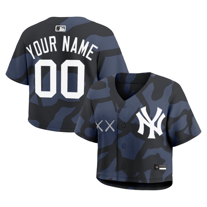 Women's Yankees x KAWS Cropped Baseball Custom Jersey - All Stitched