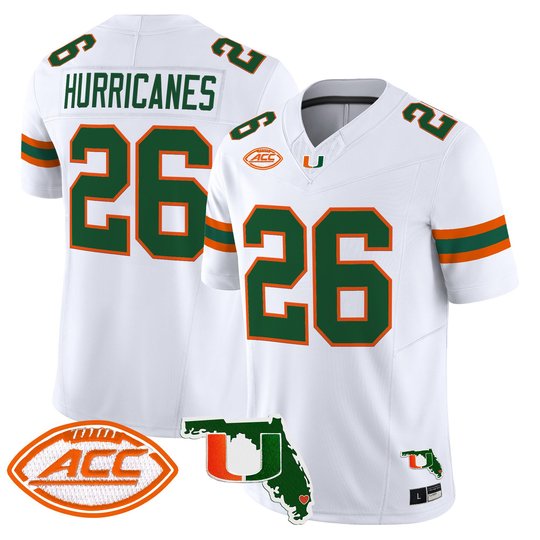 Men's Miami Hurricanes 2026 Florida Patch Vapor Limited Jersey - All Stitched