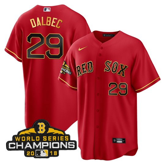Men Boston Red Sox World Series Champion 2018 Gold Jersey - All Stitched